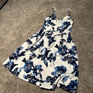 Blue and white floral dress